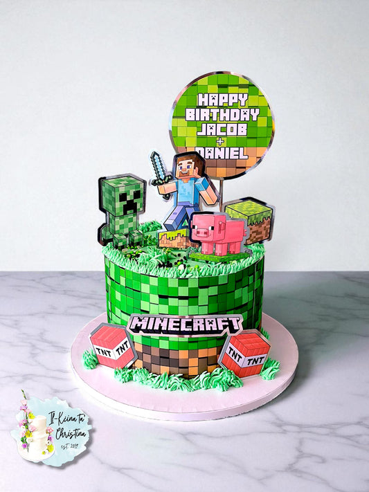 Minecraft Set of 8 Personalised Cake Topper