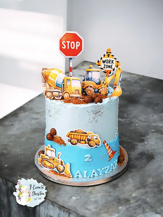 Construction Set of 7 Personalised Cake Topper