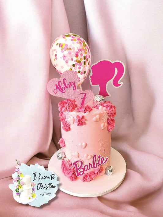 Barbie Set of 4 Personalised Cake Topper