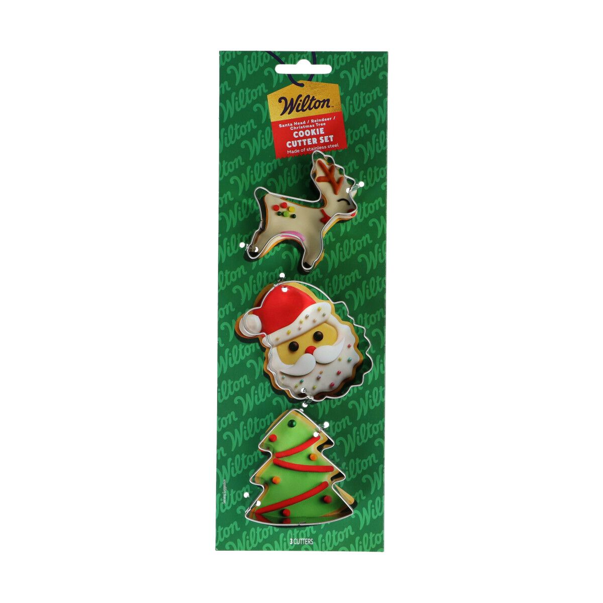 Wilton Cookie Cutter Santa Head - Reindeer - Christmas Tree set/3