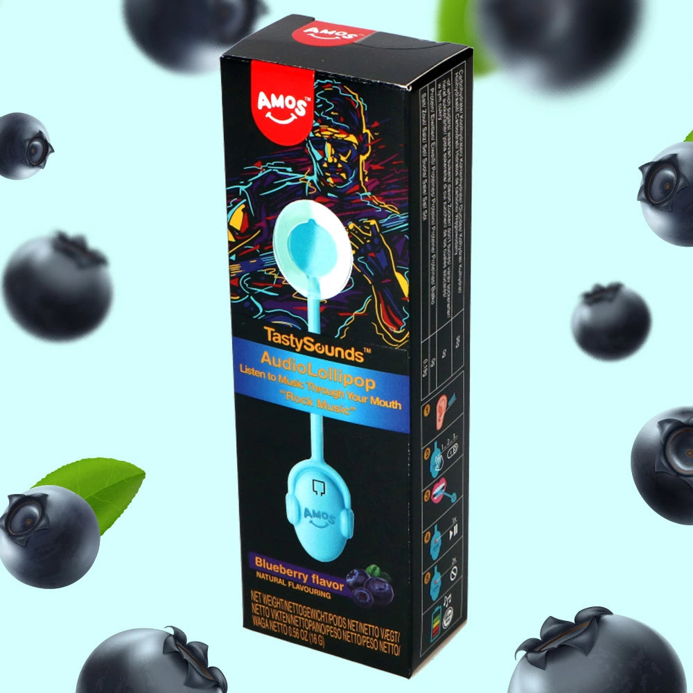 Amos TastySounds Audio Lollipop Blueberry Flavour