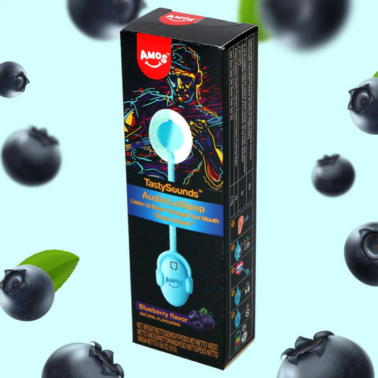 Amos TastySounds Audio Lollipop Blueberry Flavour