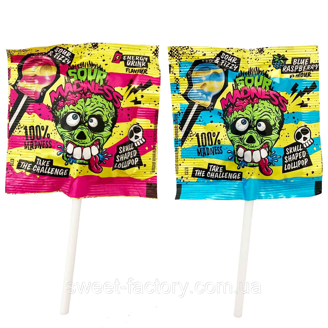 Sour Madness Skull Shaped Lollipop