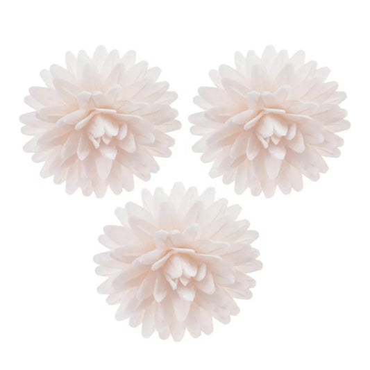 White wafer paper pompom flowers 4.5 cm